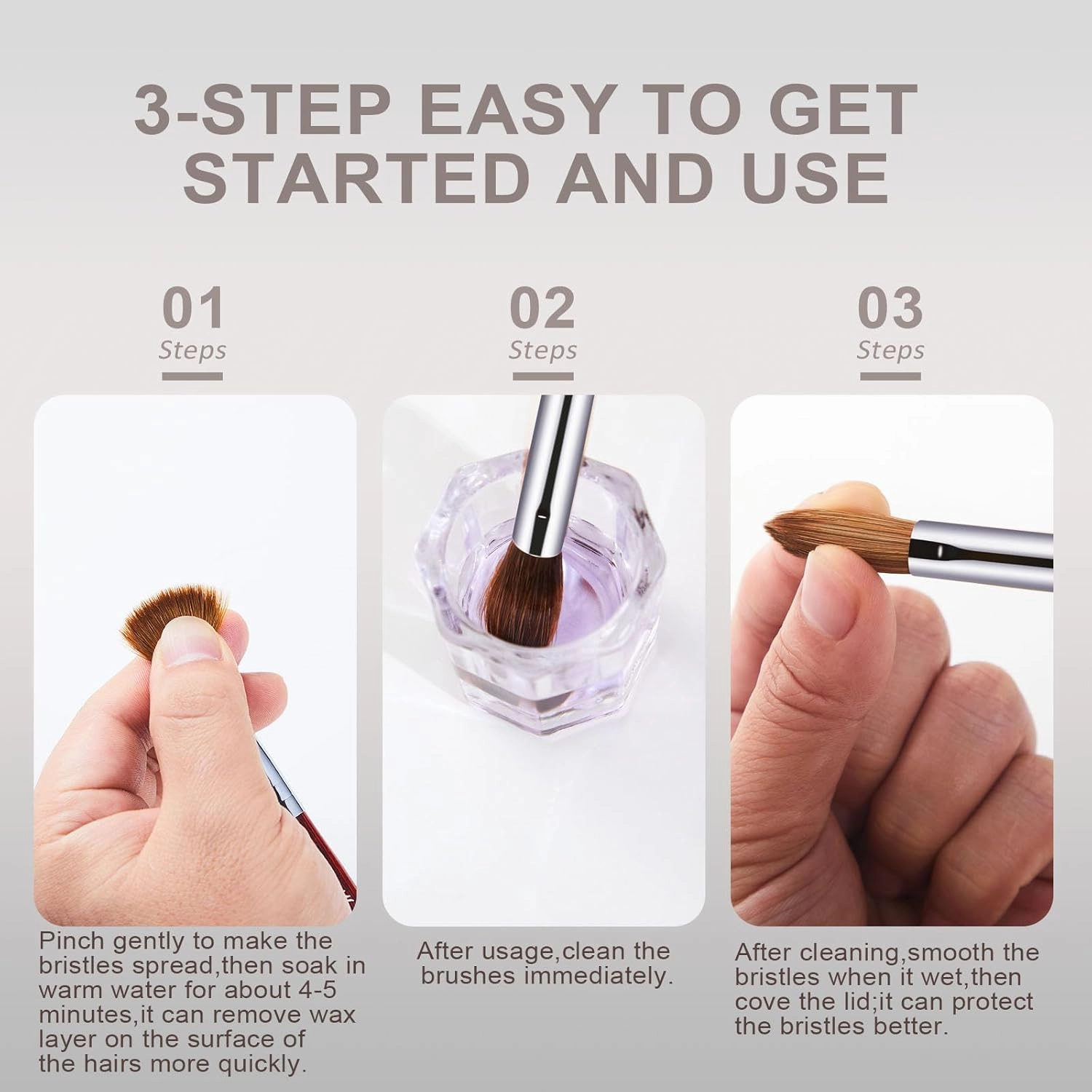 Acrylic Nail Brush Size 14, 100% Real Kolinsky Art Nail Brush for Acrylic Powder Application, Handmade Women Manicure Nail Extension Tool for Professional DIY Home Salon and Beginners