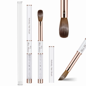 Acrylic Nail Brush Size 14, 100% Real Kolinsky Art Nail Brush for Acrylic Powder Application, Handmade Women Manicure Nail Extension Tool for Professional DIY Home Salon and Beginners