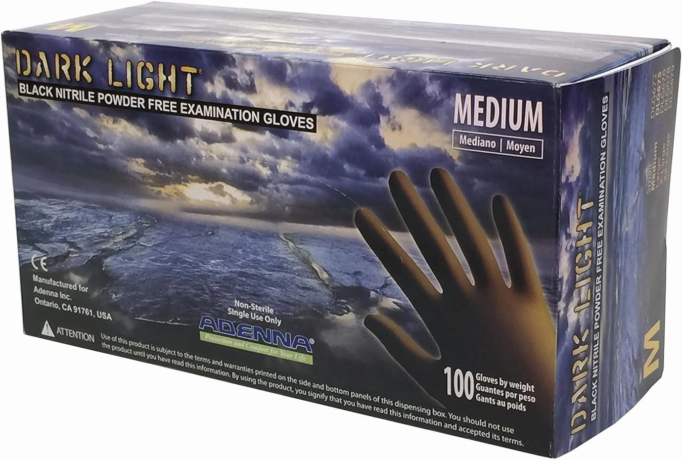 Adenna Dark Light Disposable Nitrile Gloves – 9 Mil, Heavy Duty Work Rubber Glove, Non-Latex & Powder Free, Medium, Black