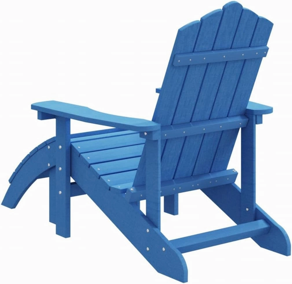Adirondack Chair with Detachable Footstool HDPE Outdoor Patio Furniture Aqua Blue Weather-Resistant Lounge Chair for Backyard Poolside