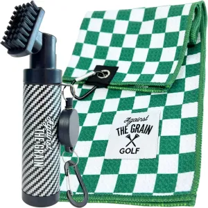 Against The Grain Golf Club Cleaning Kit - Includes Water Golf Club Brush & Microfiber Golf Towel (12"x20") Perfect Golf Bag Accessories for Men & Women Golf Gifts for Men