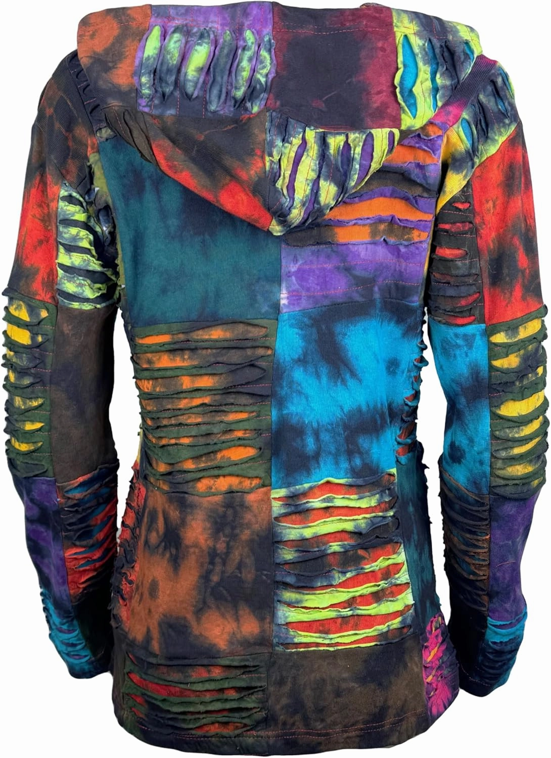 Agan Traders 2025 Summer Women's Zip-Up Hoodie Sweatshirt - Auspicious Symbols Multi-Colored Patched Light Jackets for Women