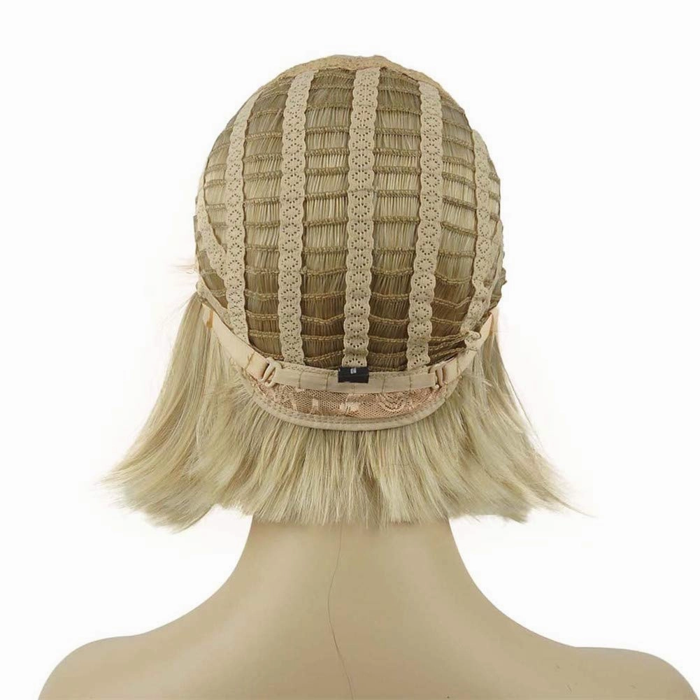Aimole Short Straight Bob Wig Cute Flat Bangs Synthetic Full Women Wigs (24BT613)