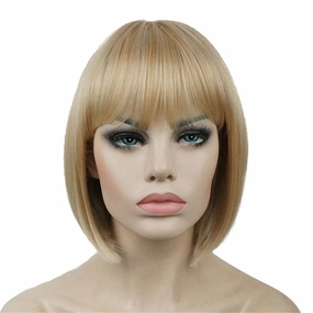 Aimole Short Straight Bob Wig Cute Flat Bangs Synthetic Full Women Wigs (24BT613)