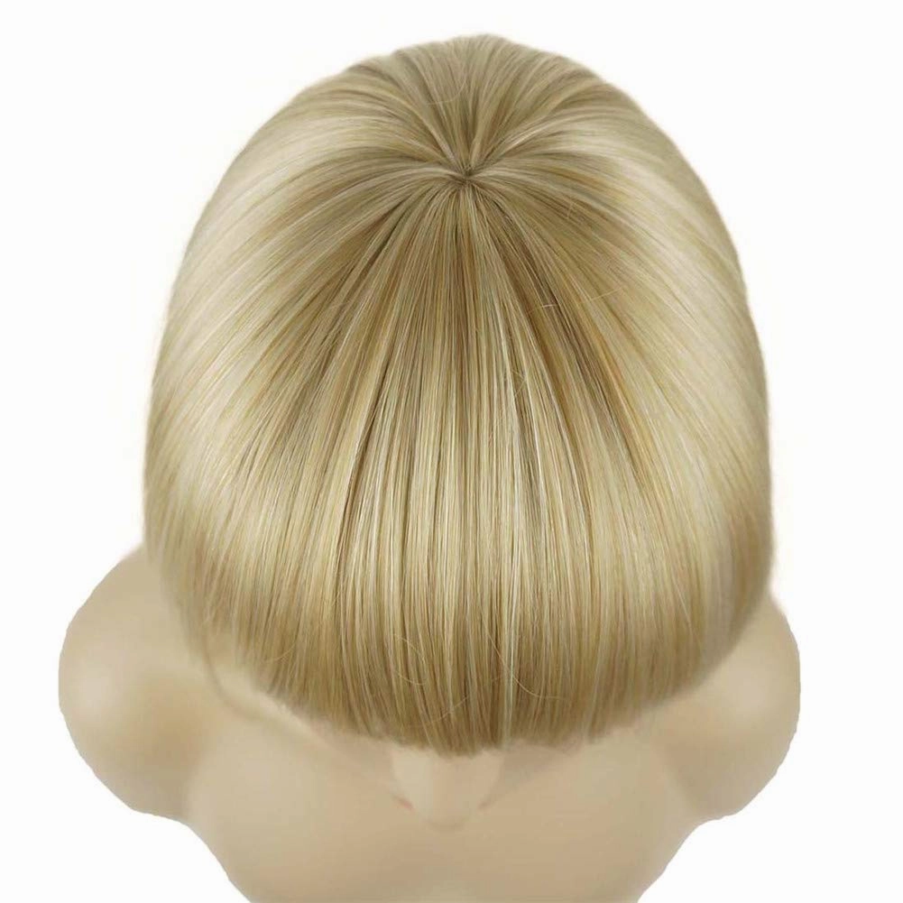 Aimole Short Straight Bob Wig Cute Flat Bangs Synthetic Full Women Wigs (24BT613)
