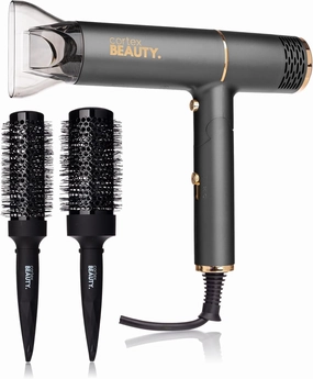AirFold Foldable Ionic Hair Dryer   Brush Set - Compact, Travel-Friendly 1450W with 2 Speeds, 3 Heat Settings, Cool Shot, Diffuser & Styling Attachments (Gray)