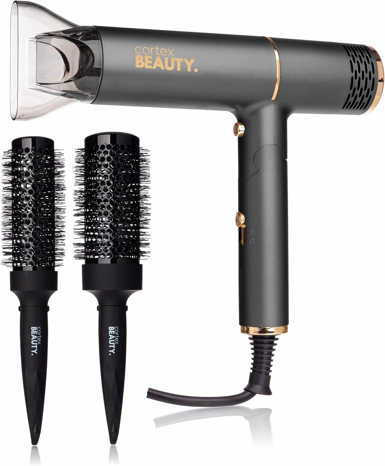 AirFold Foldable Ionic Hair Dryer   Brush Set - Compact, Travel-Friendly 1450W with 2 Speeds, 3 Heat Settings, Cool Shot, Diffuser & Styling Attachments (Gray)