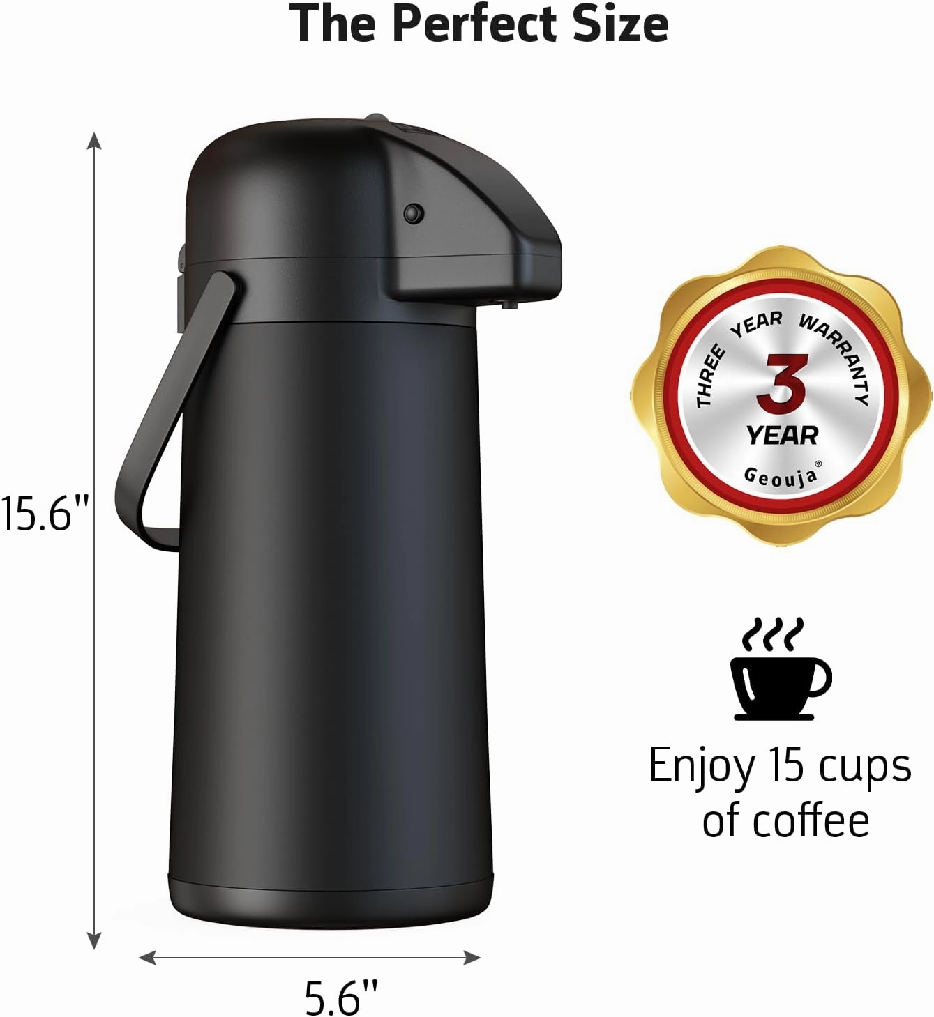 Airpot Coffee Carafe for Keeping Hot - 102 OZ/ 3L Large Coffee Dispenser with Pump - Insulated Stainless Steel Thermos Urn for Hot Drinks Water Tea - Thermal Beverage Dispenser for Parties