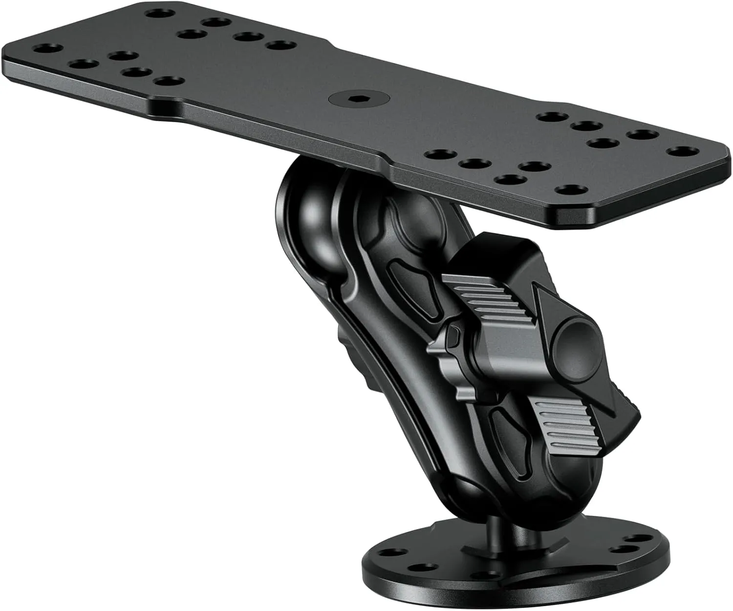 Aluminum Alloy Fish Finder Mount with B Size 1" Ball Rectangular Plate & Round Base, 3.5" Medium Arm Marine Electronic Mount Compatible with Garmin, Lowrance, Humminbird, Raymarine and More