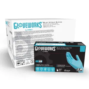 AMMEX Gloveworks Industrial Blue Nitrile Gloves, Case of 1000, 5 mil, Size Medium, Latex Free, Powder Free, Textured, Disposable, INPF44100