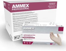 AMMEX White Latex Disposable Exam-Grade Gloves, 4 Mil, Powder-Free, Food-Safe, Lightly-Textured, Non-Sterile