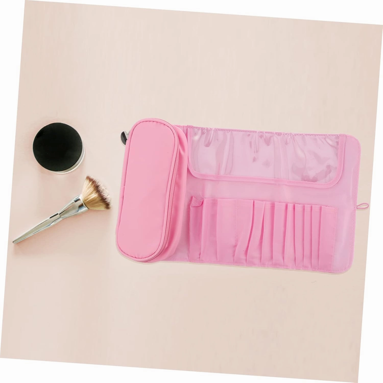 Angoily 2pcs Multifunctional Makeup Rolling Case Compact Cosmetic Storage Pouch for Lip Gloss Nail Polish Tools Practical Organizer for Travel Everyday Use Design