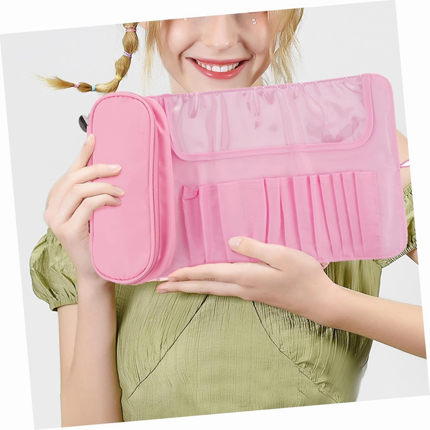 Angoily 2pcs Multifunctional Makeup Rolling Case Compact Cosmetic Storage Pouch for Lip Gloss Nail Polish Tools Practical Organizer for Travel Everyday Use Design