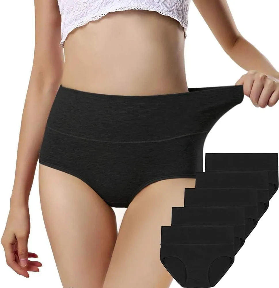 ANNYISON Womens Underwear, Soft Cotton High Waist Breathable Solid Color Briefs Panties for Women