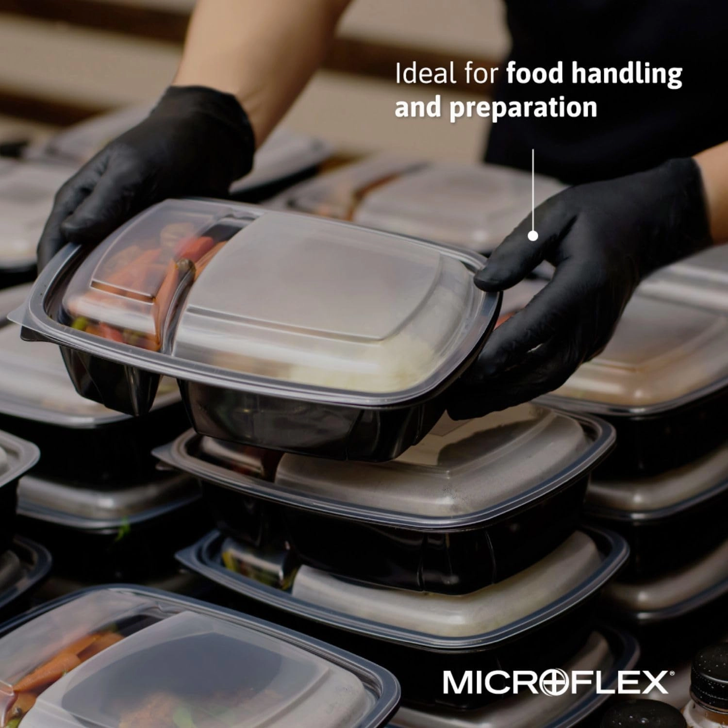 Ansell Microflex MidKnight MK-296 Disposable Nitrile Gloves for Mechanics, Auto, Cleaning, Tattoos w/Full Texture - Large, Black (Box of 100)