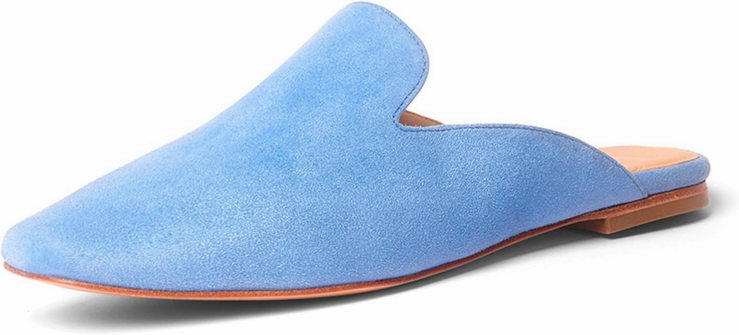 Anthony Veer Lara Suede Flat Mule for Women | Handcrafted in Italian Suede | Ortholite Bedded Insoles | Square Toe & Rubber Heel