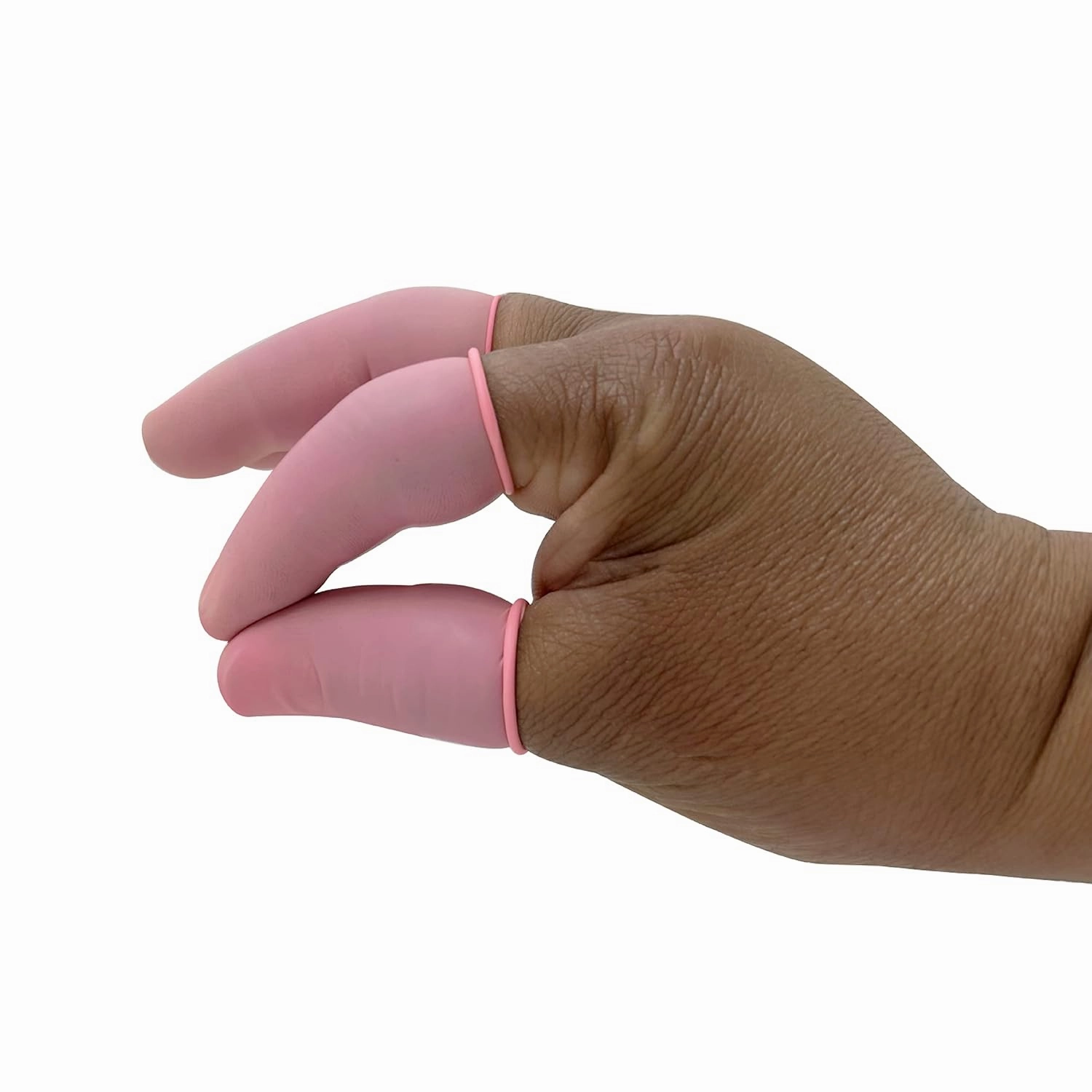 Antistatic, ESD Finger Cot, Powder-Free, Natural Rubber Latex, Rolled, Plain Surface, Pink, Medium