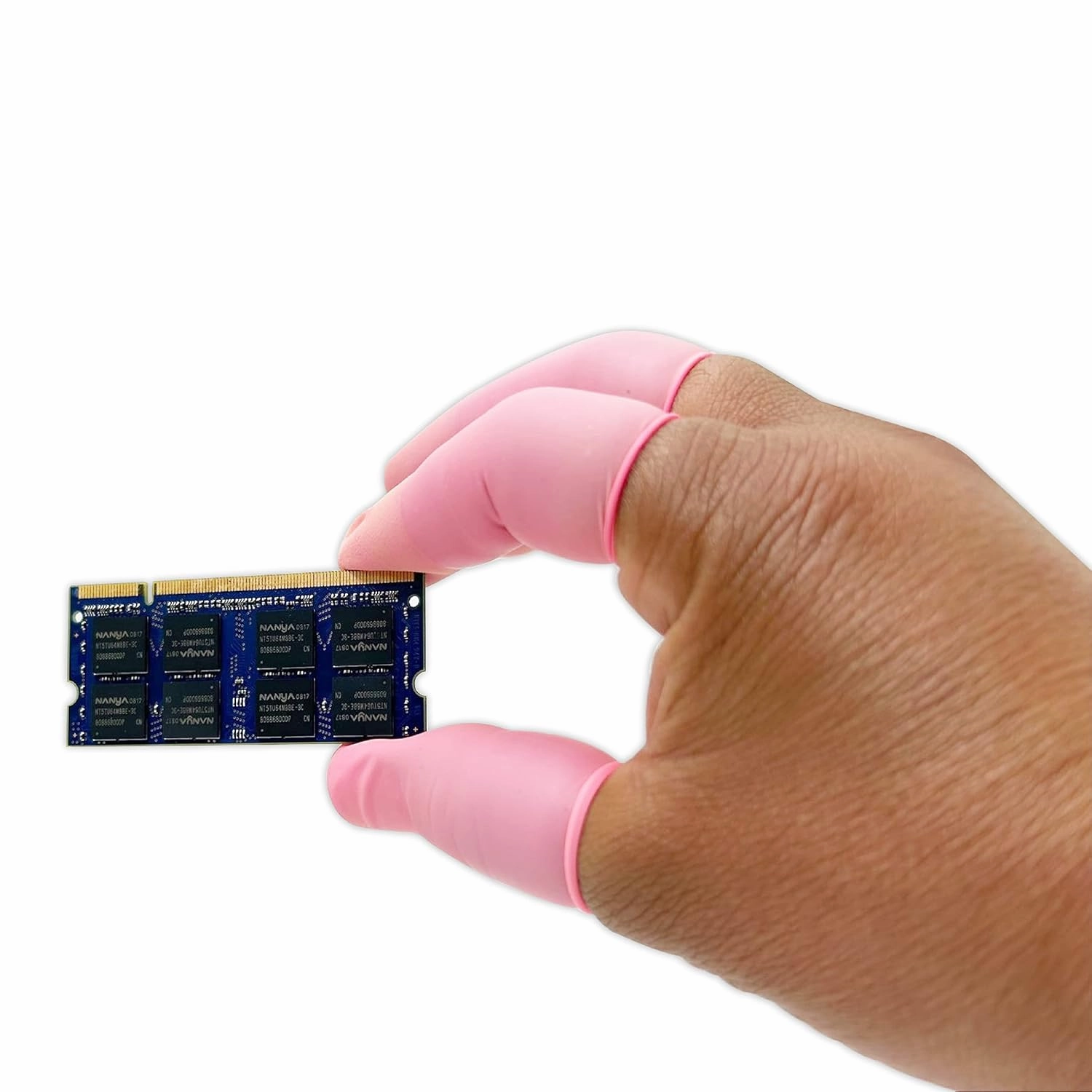 Antistatic, ESD Finger Cot, Powder-Free, Natural Rubber Latex, Rolled, Plain Surface, Pink, Medium