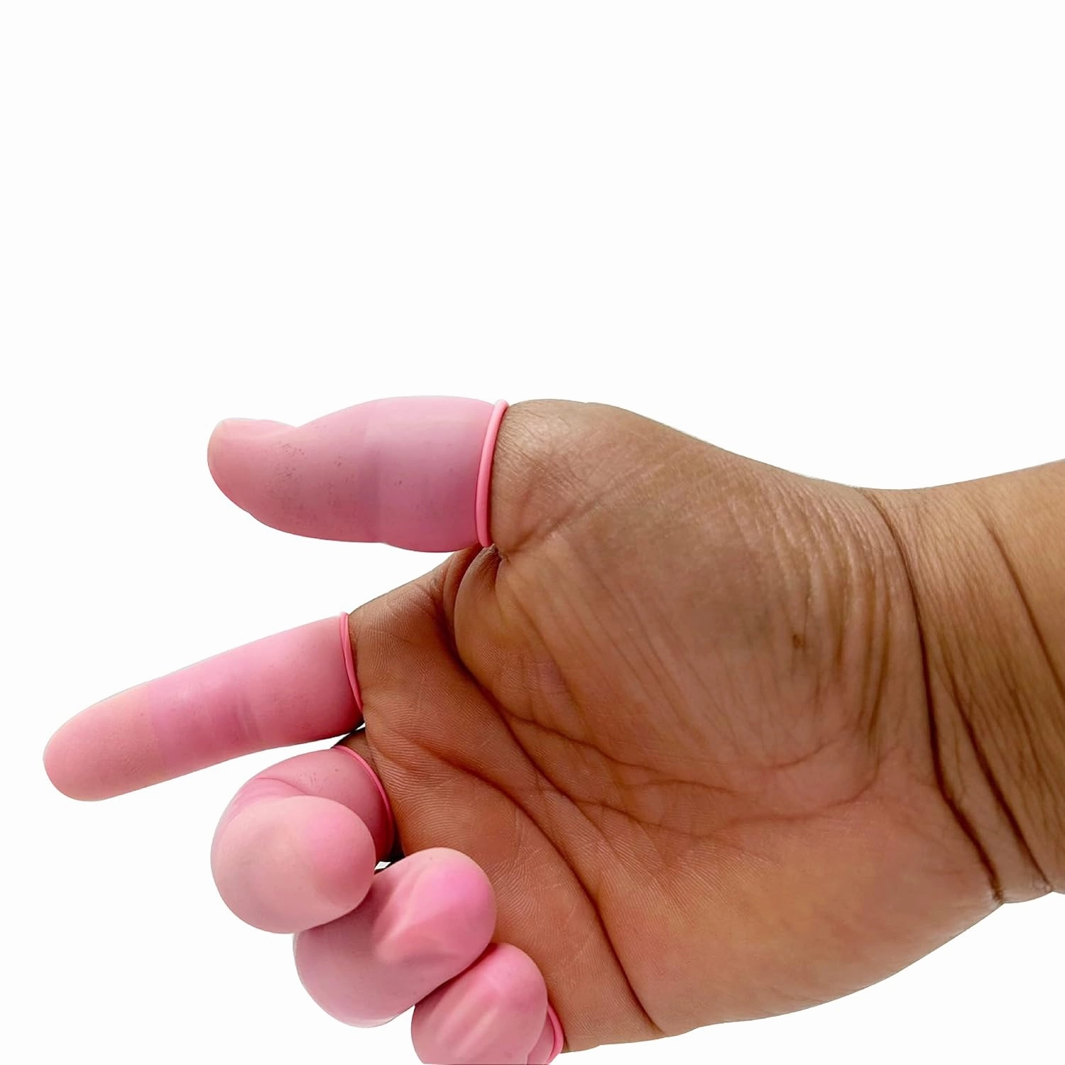 Antistatic, ESD Finger Cot, Powder-Free, Natural Rubber Latex, Rolled, Plain Surface, Pink, Medium