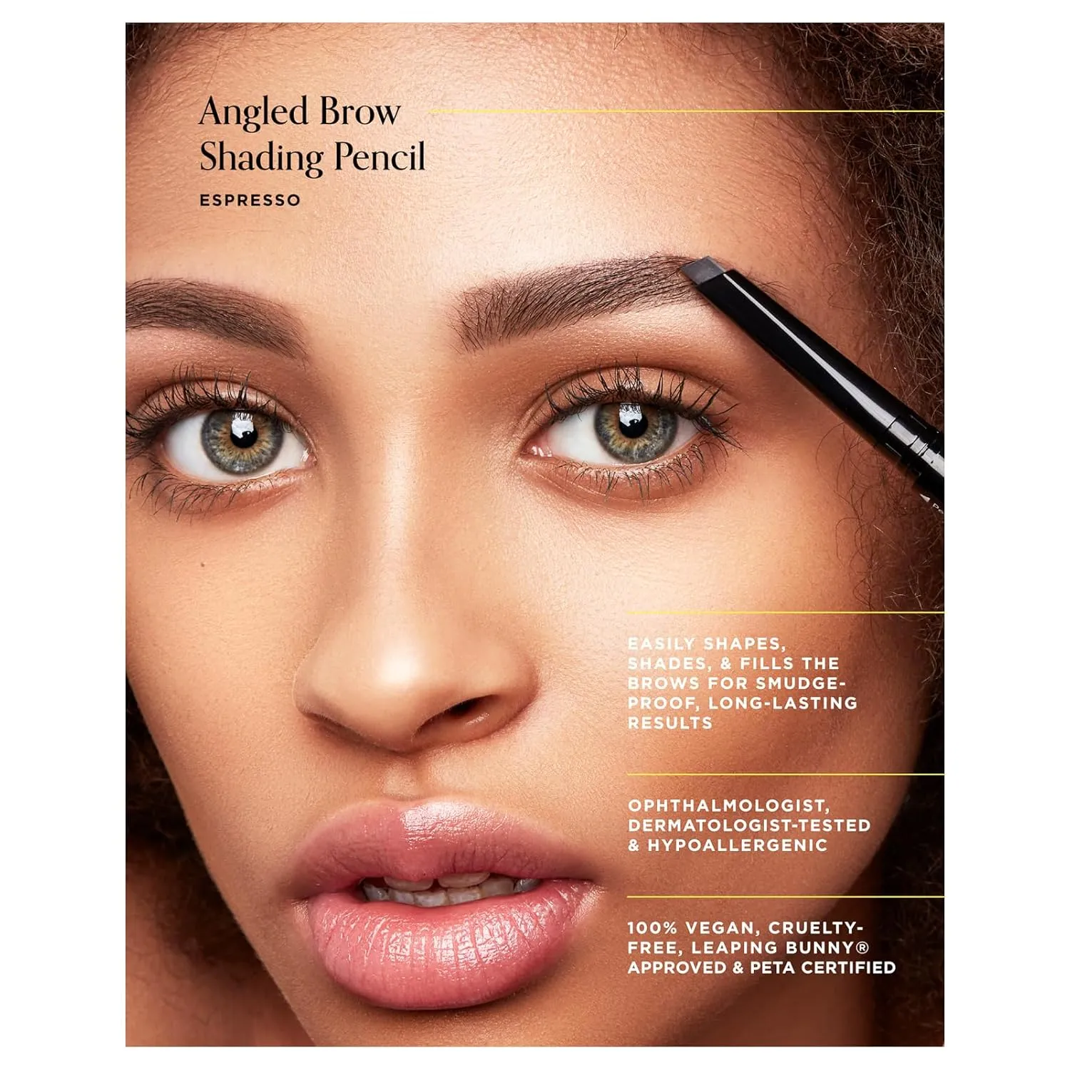 Arches & Halos Angled Brow Shading Pencil - Double Sided Eyebrow Filler and Spoolie - Angled Brush Design for Precise Shaping and Styling - Buildable, Easy Blend Pigment - Espresso - 0.012 oz