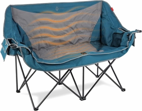 ARROWHEAD OUTDOOR 57" Wide Duo Foldable Heated Camping Loveseat Chair with 3-Stage Heating, Large Cup Holders, Glass Holders, Side Pockets, and Storage Pouches