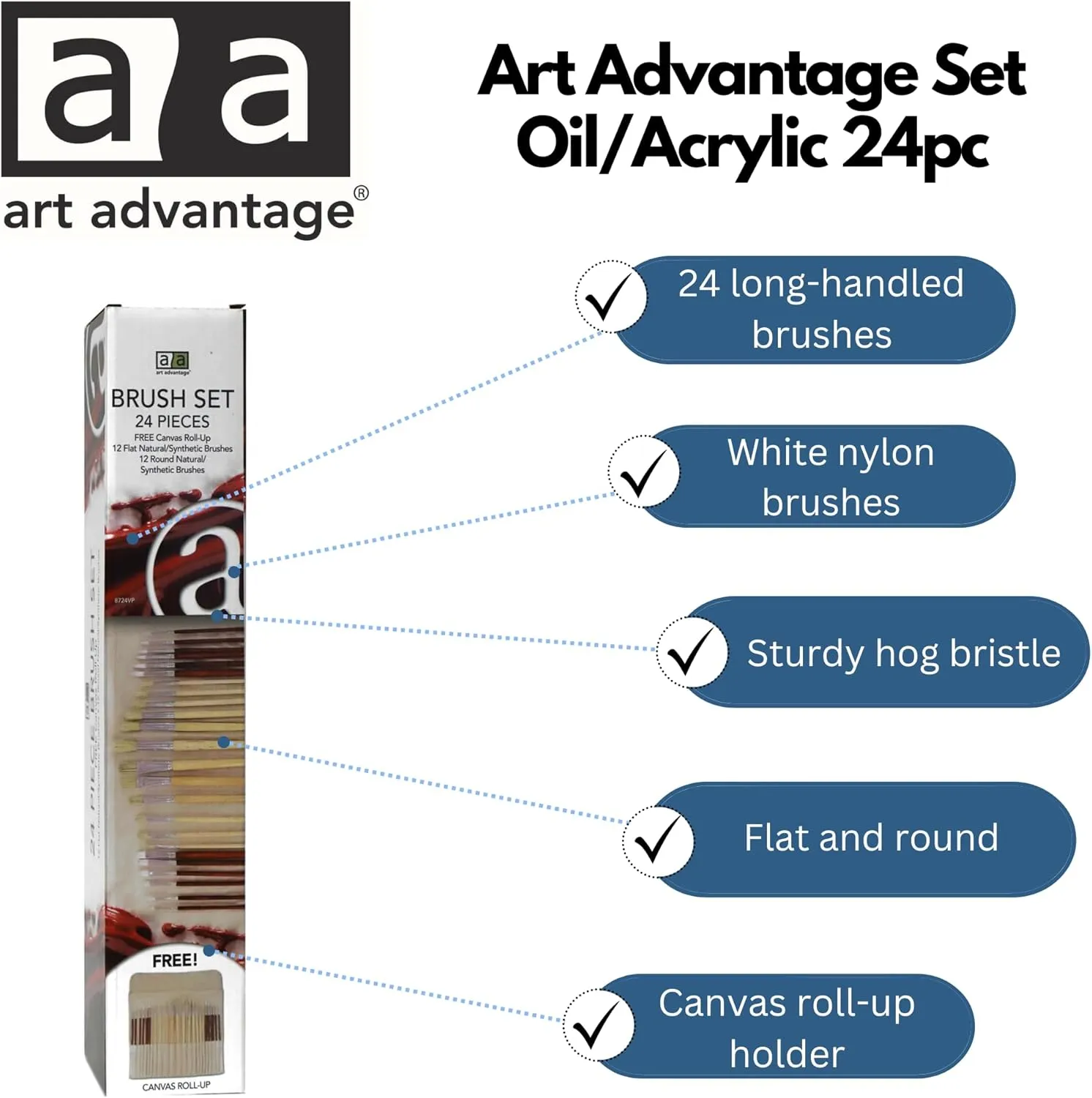 Art Advantage Brush Set t Oil/Acrylic 24pc
