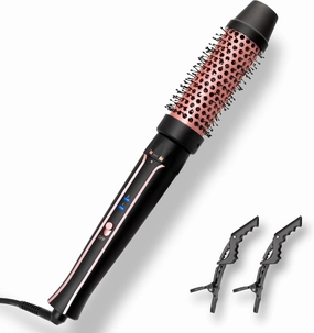 Asani 1.5" Heated Round Thermal Barrel Brush with Detachable Brush Head for Medium Curls, Loose Waves, and Volume - Travel-Friendly Dual Voltage (120-240V) - Straightening Brush for All Hair Types