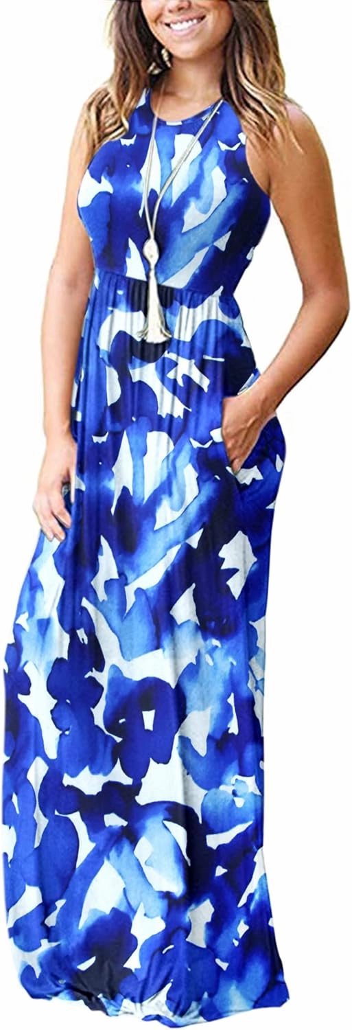 AUSELILY Women's Summer Sleeveless Loose Maxi Dress Casual Long Dresses with Pockets 2025 New