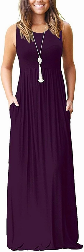 AUSELILY Women's Summer Sleeveless Loose Maxi Dress Casual Long Dresses with Pockets 2025 New