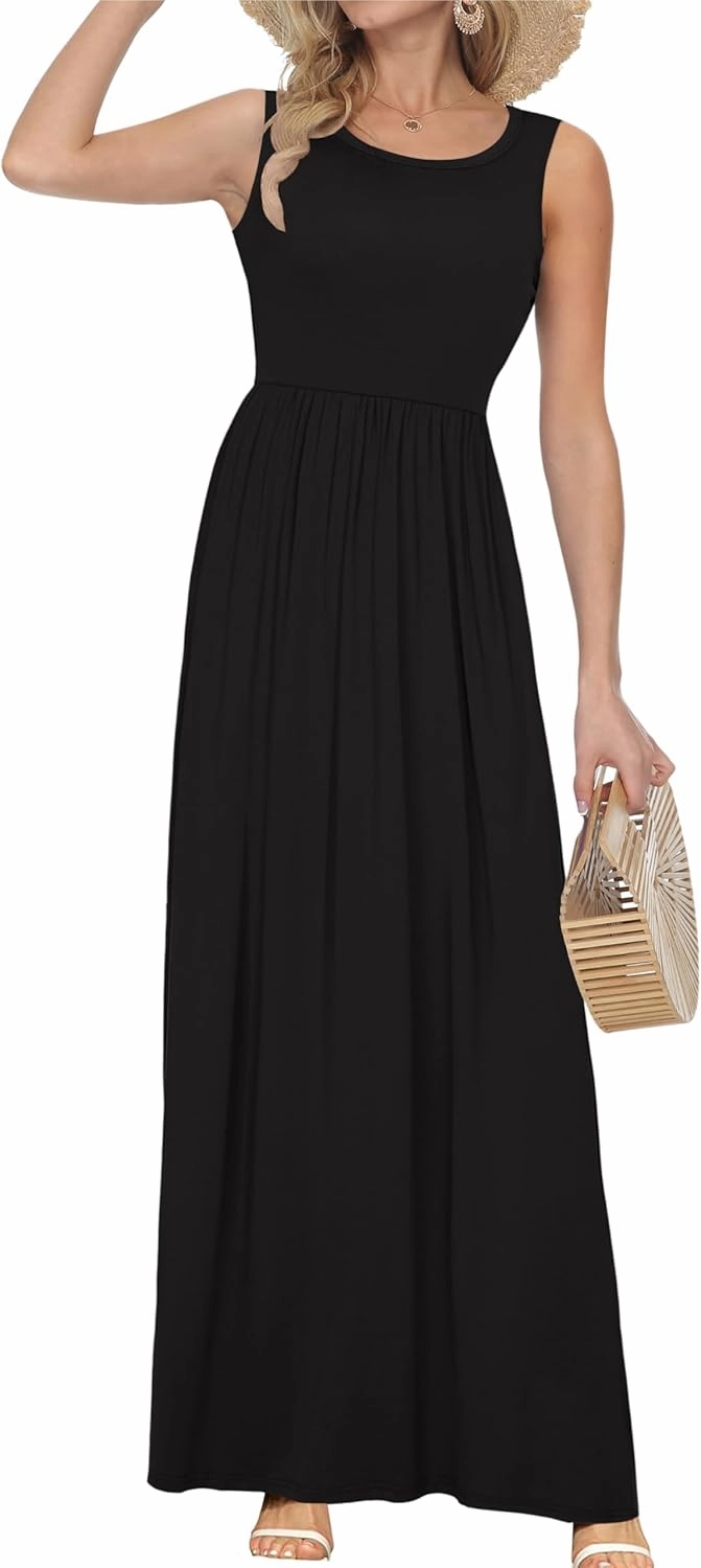 AUSELILY Women's Summer Sleeveless Loose Maxi Dress Casual Long Dresses with Pockets 2025 New