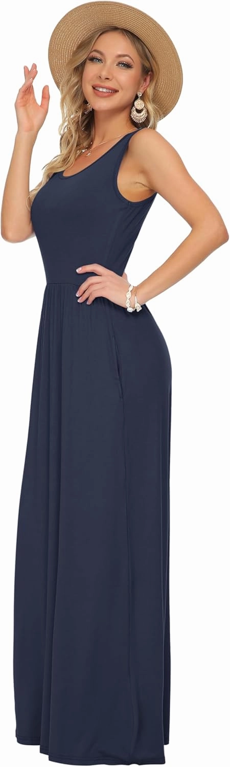 AUSELILY Women's Summer Sleeveless Loose Maxi Dress Casual Long Dresses with Pockets 2025 New