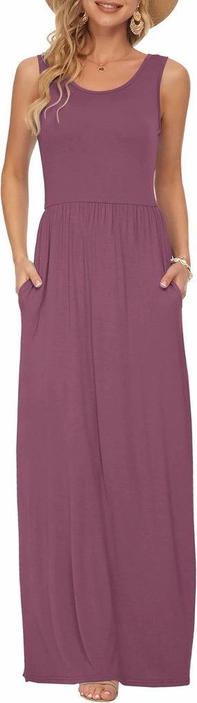 AUSELILY Women's Summer Sleeveless Loose Maxi Dress Casual Long Dresses with Pockets 2025 New