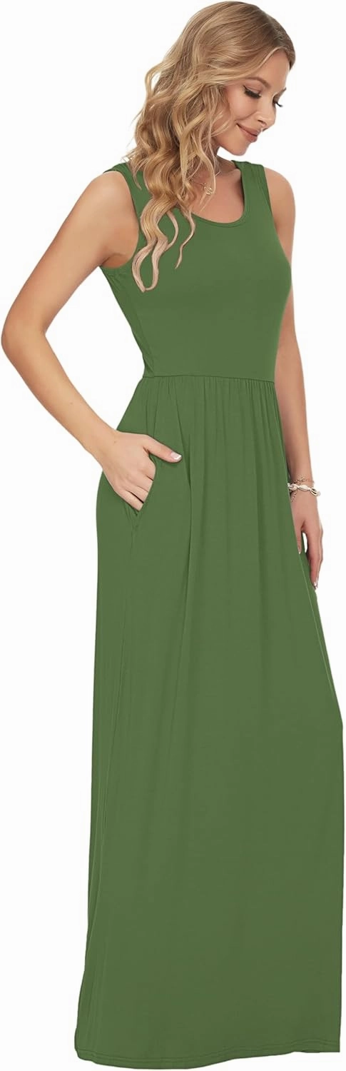 AUSELILY Women's Summer Sleeveless Loose Maxi Dress Casual Long Dresses with Pockets 2025 New