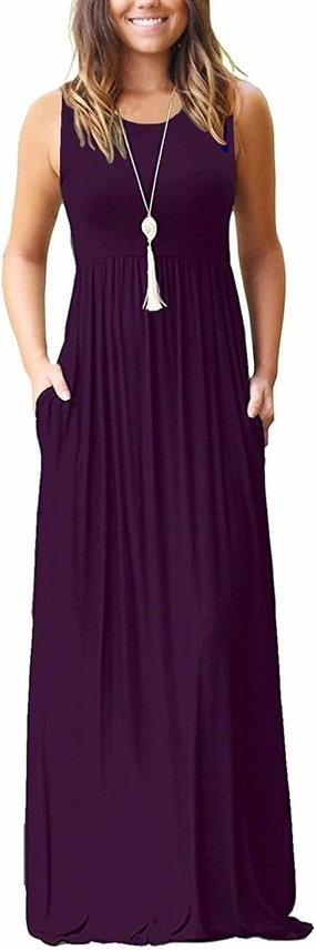 AUSELILY Women's Summer Sleeveless Loose Maxi Dress Casual Long Dresses with Pockets 2025 New