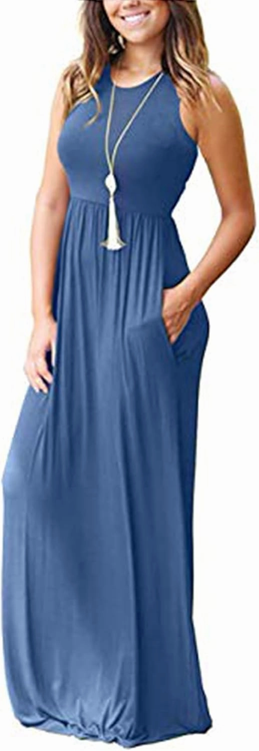 AUSELILY Women's Summer Sleeveless Loose Maxi Dress Casual Long Dresses with Pockets 2025 New
