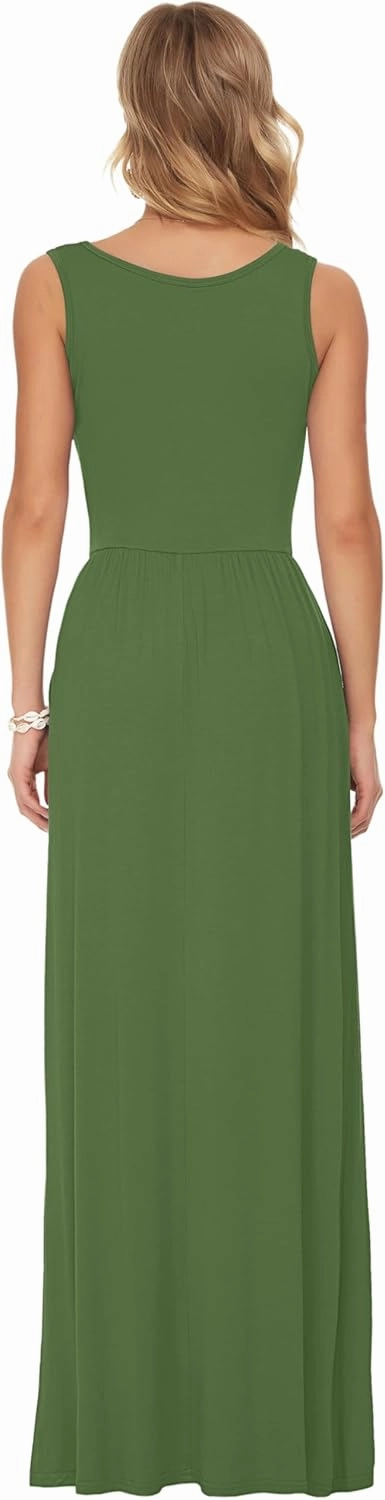 AUSELILY Women's Summer Sleeveless Loose Maxi Dress Casual Long Dresses with Pockets 2025 New