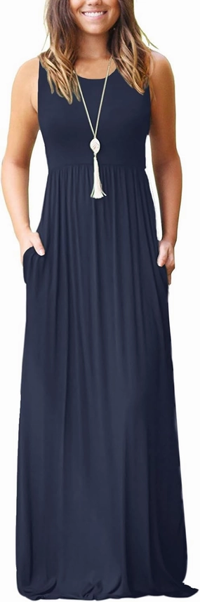 AUSELILY Women's Summer Sleeveless Loose Maxi Dress Casual Long Dresses with Pockets 2025 New