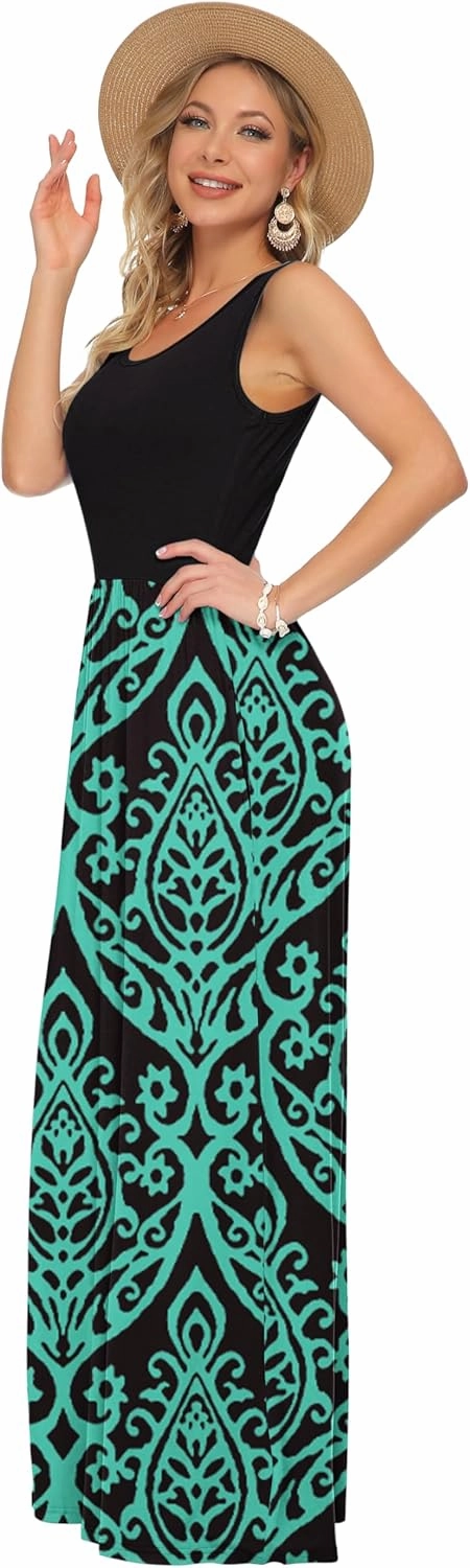 AUSELILY Women's Summer Sleeveless Loose Maxi Dress Casual Long Dresses with Pockets 2025 New