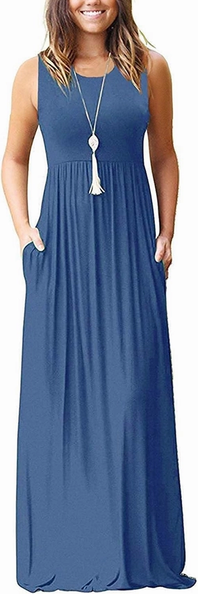 AUSELILY Women's Summer Sleeveless Loose Maxi Dress Casual Long Dresses with Pockets 2025 New