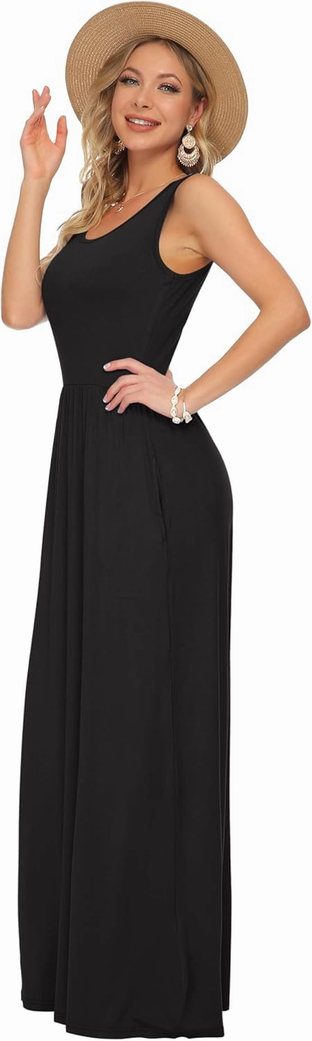 AUSELILY Women's Summer Sleeveless Loose Maxi Dress Casual Long Dresses with Pockets 2025 New