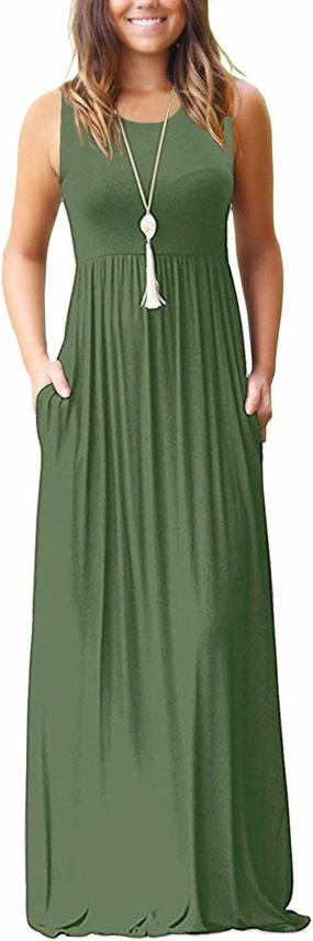 AUSELILY Women's Summer Sleeveless Loose Maxi Dress Casual Long Dresses with Pockets 2025 New