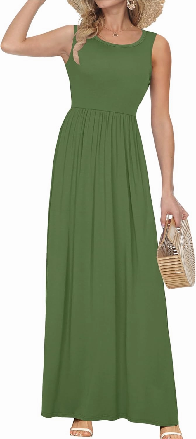 AUSELILY Women's Summer Sleeveless Loose Maxi Dress Casual Long Dresses with Pockets 2025 New