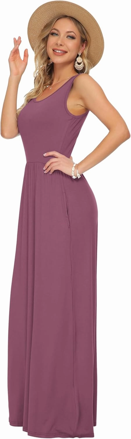 AUSELILY Women's Summer Sleeveless Loose Maxi Dress Casual Long Dresses with Pockets 2025 New
