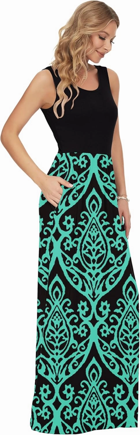 AUSELILY Women's Summer Sleeveless Loose Maxi Dress Casual Long Dresses with Pockets 2025 New