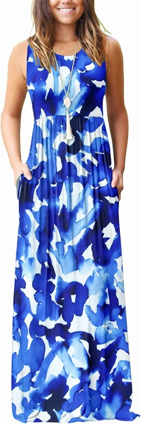 AUSELILY Women's Summer Sleeveless Loose Maxi Dress Casual Long Dresses with Pockets 2025 New