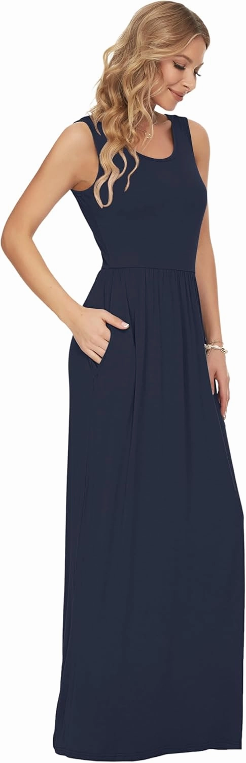 AUSELILY Women's Summer Sleeveless Loose Maxi Dress Casual Long Dresses with Pockets 2025 New