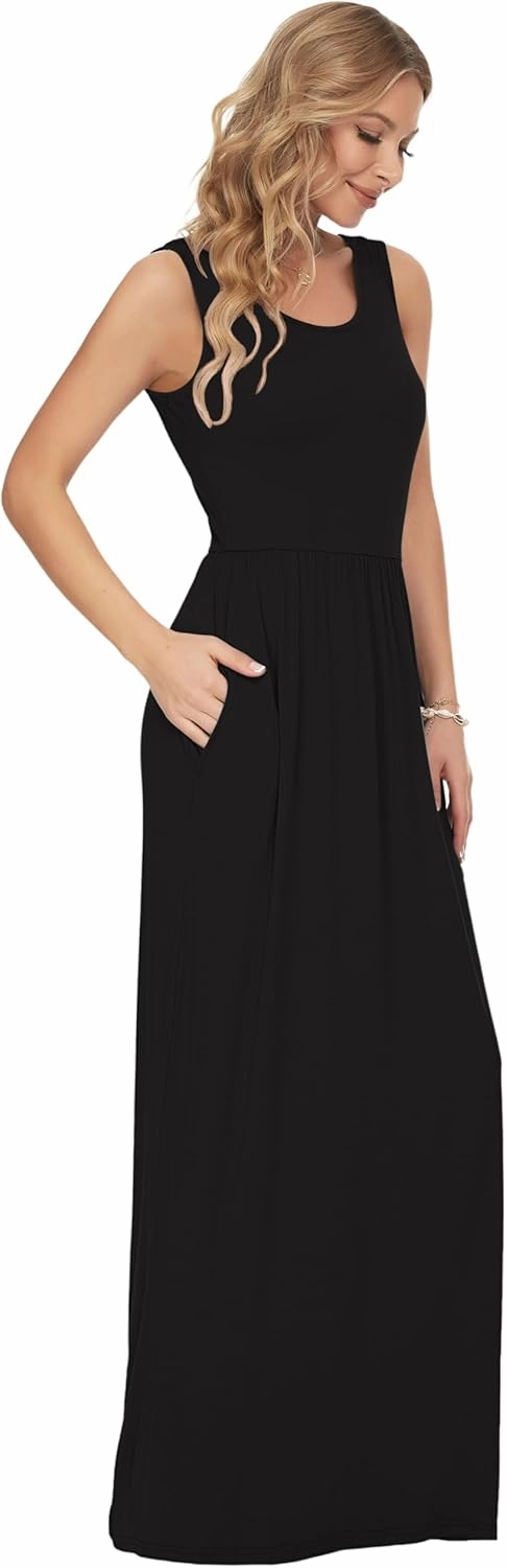 AUSELILY Women's Summer Sleeveless Loose Maxi Dress Casual Long Dresses with Pockets 2025 New