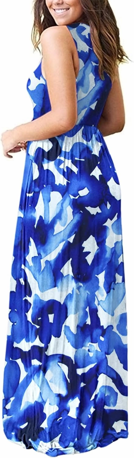 AUSELILY Women's Summer Sleeveless Loose Maxi Dress Casual Long Dresses with Pockets 2025 New