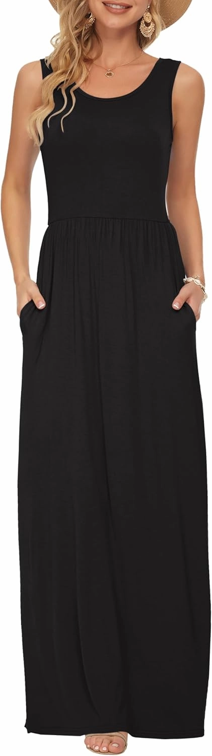 AUSELILY Women's Summer Sleeveless Loose Maxi Dress Casual Long Dresses with Pockets 2025 New