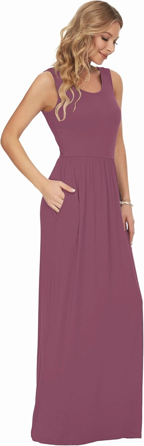 AUSELILY Women's Summer Sleeveless Loose Maxi Dress Casual Long Dresses with Pockets 2025 New